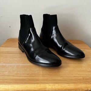 Vince Chelsea Sweater Cuff Leather Boots